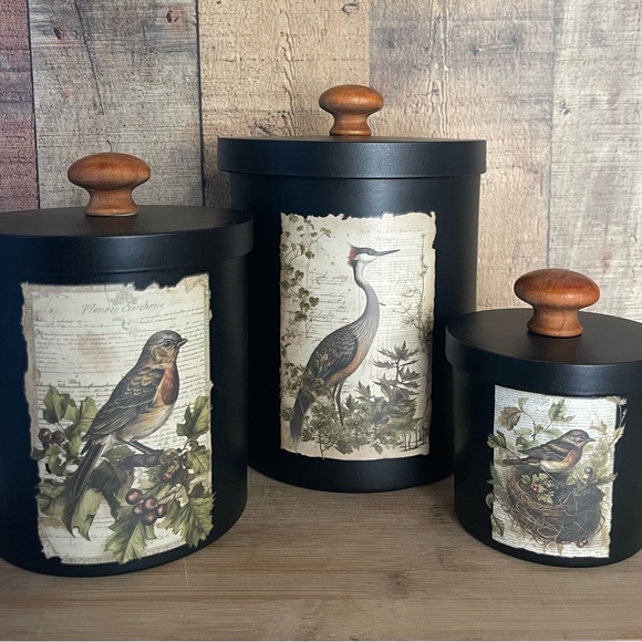 Hand Crafted Other - Upcycled Bird canister set